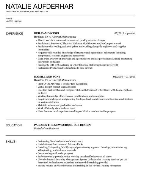 Aircraft Maintenance Resume – remotetemperatureloggeranswer