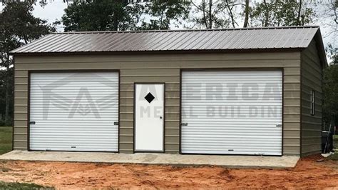 24x30 Two Car Steel Garage - American Metal Buildings