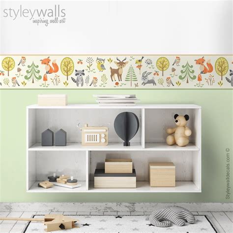 Woodland Animals Wall Border Decal, Forest Animals Border Wall Decal ...