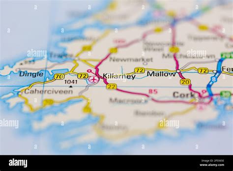 Killarney Shown on a Geography map or road map Stock Photo - Alamy