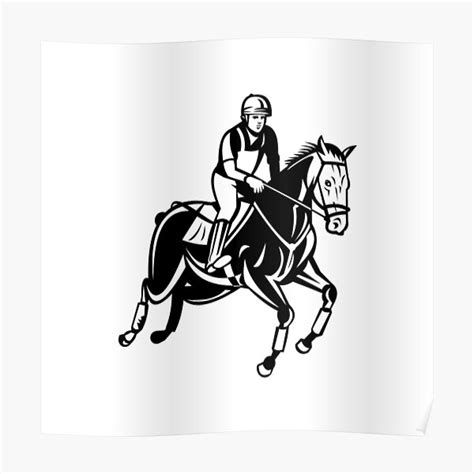 "Equestrian Riding Horse Show Jumping or Stadium Jumping Retro Black ...