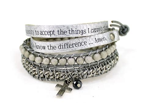 4031302 Serenity Prayer Leather Wrap Bracelet Woven Beads AA One Day At ...