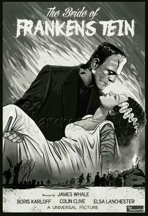 The Bride of Frankenstein - black & white movie poster/artwork | Bride ...