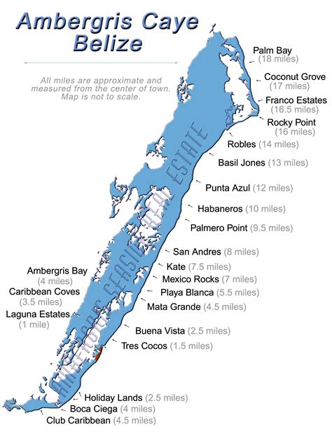 Island Map - Ambergris Seaside Real Estate