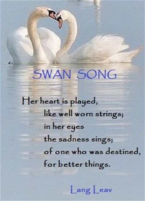 Swan Song .....Lang Leav | LOVE | Pinterest | Swans, Swan song and Songs