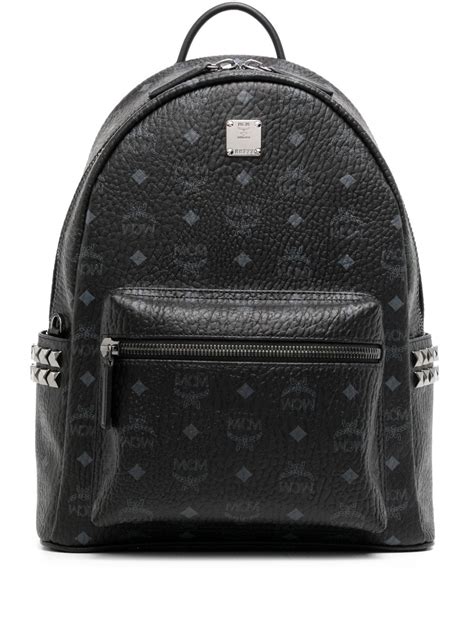 MCM Logo Print Studded Backpack - Farfetch