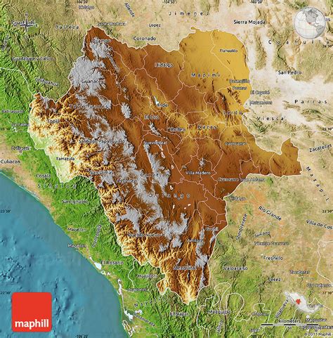 Durango Mexico Map Satellite – Map Vector