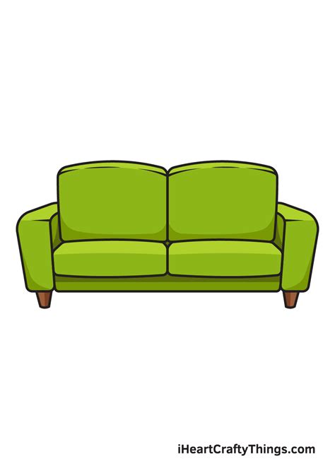 Couch Drawing — How To Draw A Couch Step By Step