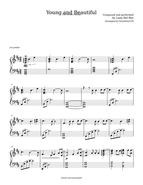 Young and beautiful piano sheet music for Piano download free in PDF or ...