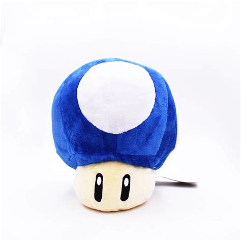 2017 Free Shipping Super Mario Mushroom Plush Toys Blue Mushroom Plush ...