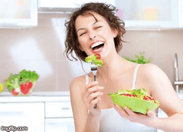 women eating salad while laughing - Imgflip