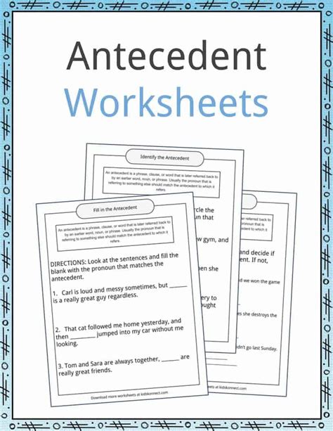 Antecedent Examples, Definition and Worksheets | KidsKonnect