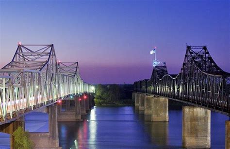 ~ The Mississippi River Bridges at Night in Vicksburg, Mississippi ...