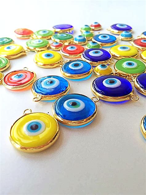 Evil eye beads 5 pcs, murano glass beads, evil eye charm for necklace ...