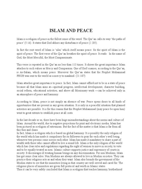 Islam and Peace | PDF | Peace | Minority Group