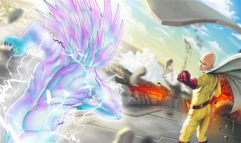 Saitama vs Lord Boros HD Wallpaper by 月のPANDAAA