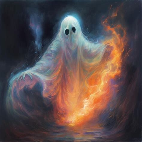 Premium AI Image | A painting of a ghost with a fire in the middle.