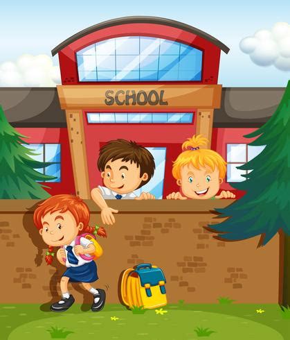 Children skipping from school 361608 Vector Art at Vecteezy