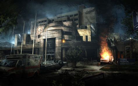 fire, Hospital, Ambulances, Concept art, Apocalyptic, Abandoned ...