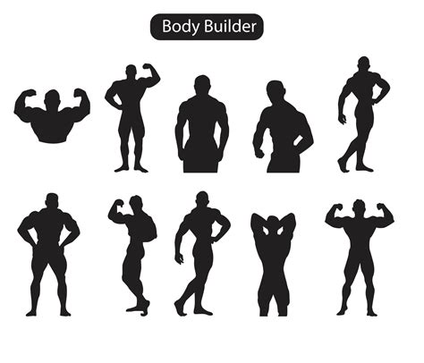 A set of body builders silhouette icon set 7064641 Vector Art at Vecteezy