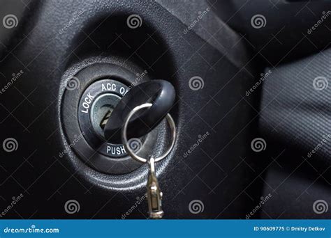 Ignition lock car with key stock image. Image of alarm - 90609775