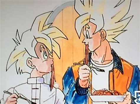 Goku and his son Gohan eating | Dragon ball z, Dragon ball, Goku and gohan