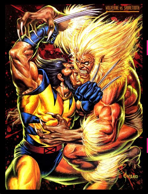 Wolverine vs Sabretooth by Joe Jusko | Sabretooth marvel, Wolverine art ...