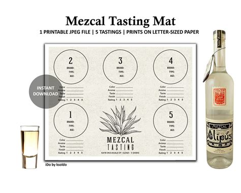 Mezcal Tasting Mat Mezcal Tasting Party Mezcal Rating | Etsy