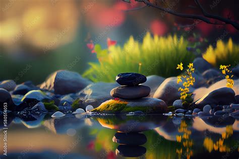 Colorful digital art design. beautiful landscape nature. meditation and ...