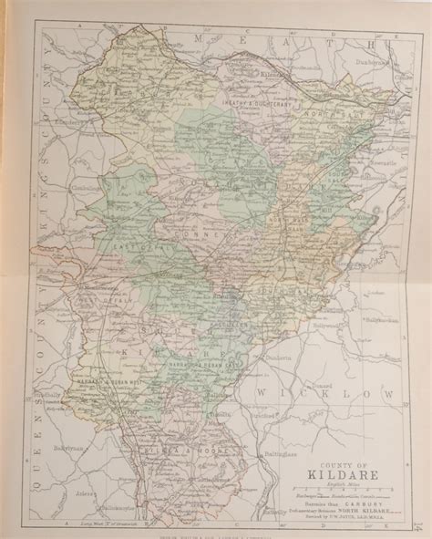 Antique colour map of the County of Kildare