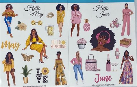 African American Yearly Stickerssticker Bundleblack Girl - Etsy