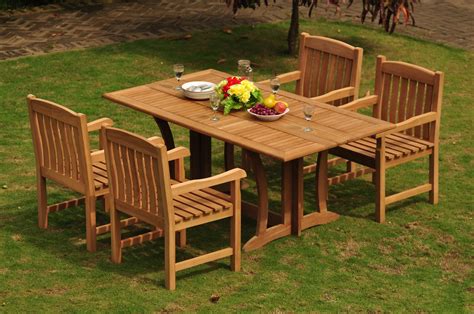 Teak Dining Set: 4 Seater 5 Pc: 69" Warwick Console Folding Dining ...