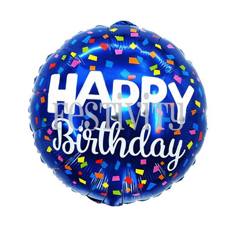 Happy Birthday Blue Confetti Foil Balloon | Festivity