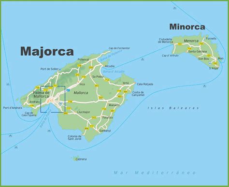 Map of Majorca and Minorca - Ontheworldmap.com