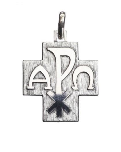 Alpha Omega Cross Pendant Sterling silver small