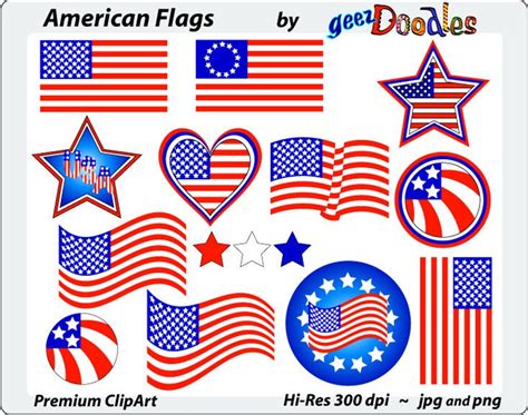 American Flag Clipart Patriotic Clip Art American Flags and Banners for ...