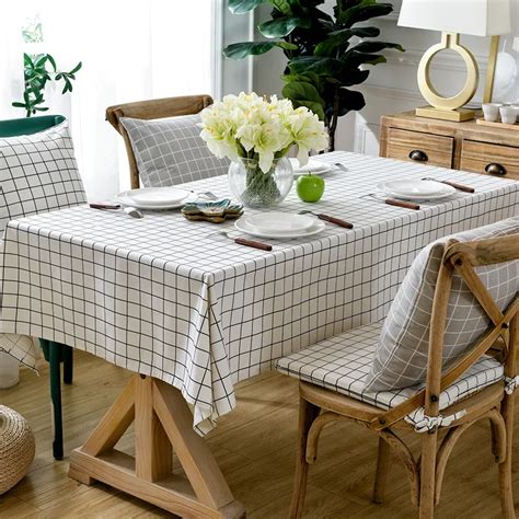 Modern minimalist cotton linen thickened plaid tablecloths geometric ...