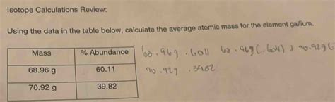 Solved: Isotope Calculations Review: Using the data in the table below ...