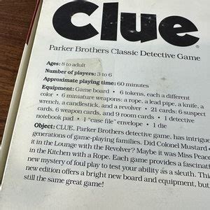 Vintage 1986 Parker Brothers Clue Classic Detective Game who Where How ...