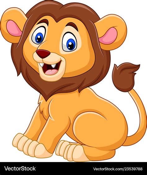 Cute baby lion cartoon Royalty Free Vector Image