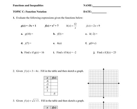 Function Notation Worksheet Function Notation Worksheet 2 Algebra 1 ...