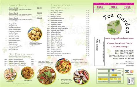 Menu at Tea Garden restaurant, Grand Rapids