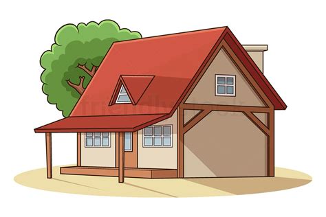 Cartoon Farm House Illustration Vector Clip Art - FriendlyStock