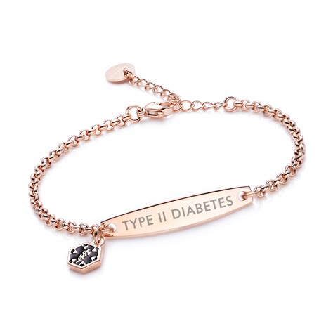 linnalove Medical id bracelet for Women Rose gold type 2 diabetes alert ...