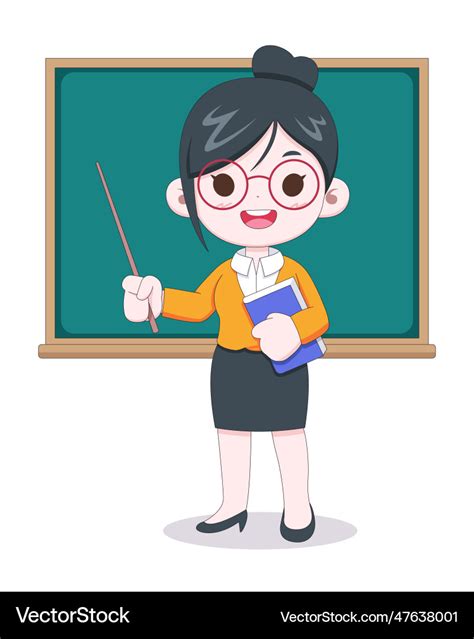 Cute woman teacher teaching cartoon Royalty Free Vector