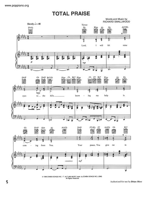 Richard Smallwood-Total Praise Sheet Music pdf, - Free Score Download ★