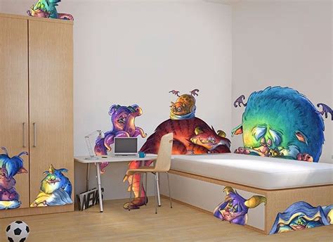 These monster wall decals are ready to hang out! Sneak these 9 monster ...