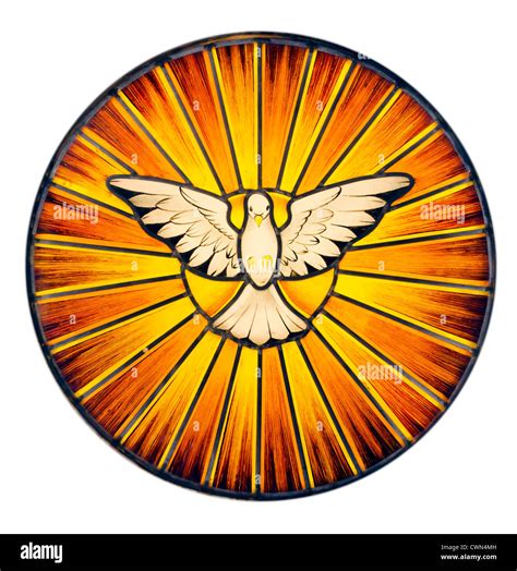 Stained glass depicting the symbol of the Holy Spirit Stock Photo - Alamy