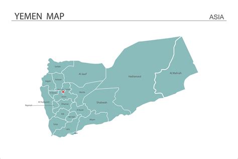 Yemen map vector illustration on white background. Map have all ...