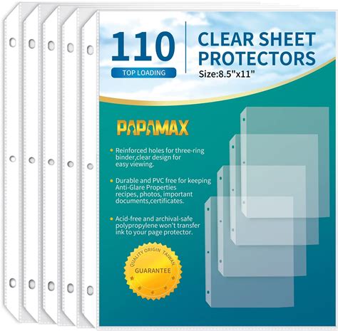 Amazon.com : 110 Pack Sheet Protectors 8.5 x 11 inch Clear Page ...